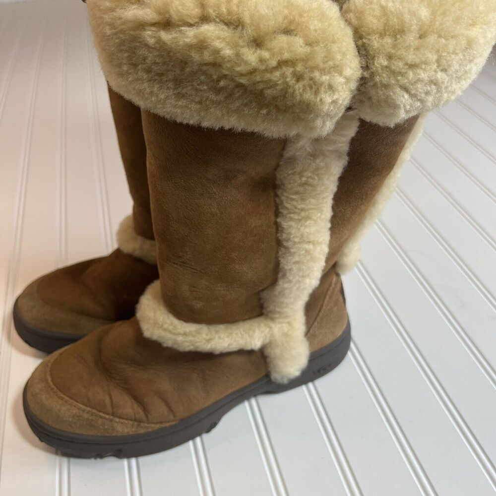 UGG Austria Womens Sunburst Tall 5218 Brown Mid Calf Pull On Snow Boots Size W 8